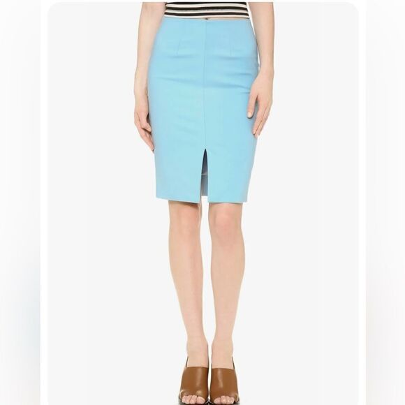 L'AGENCE BLUE SLIT-FRONT STRETCH PENCIL A-LINE CASUAL SKIRT SIZE 2 - Picture 1 of 10